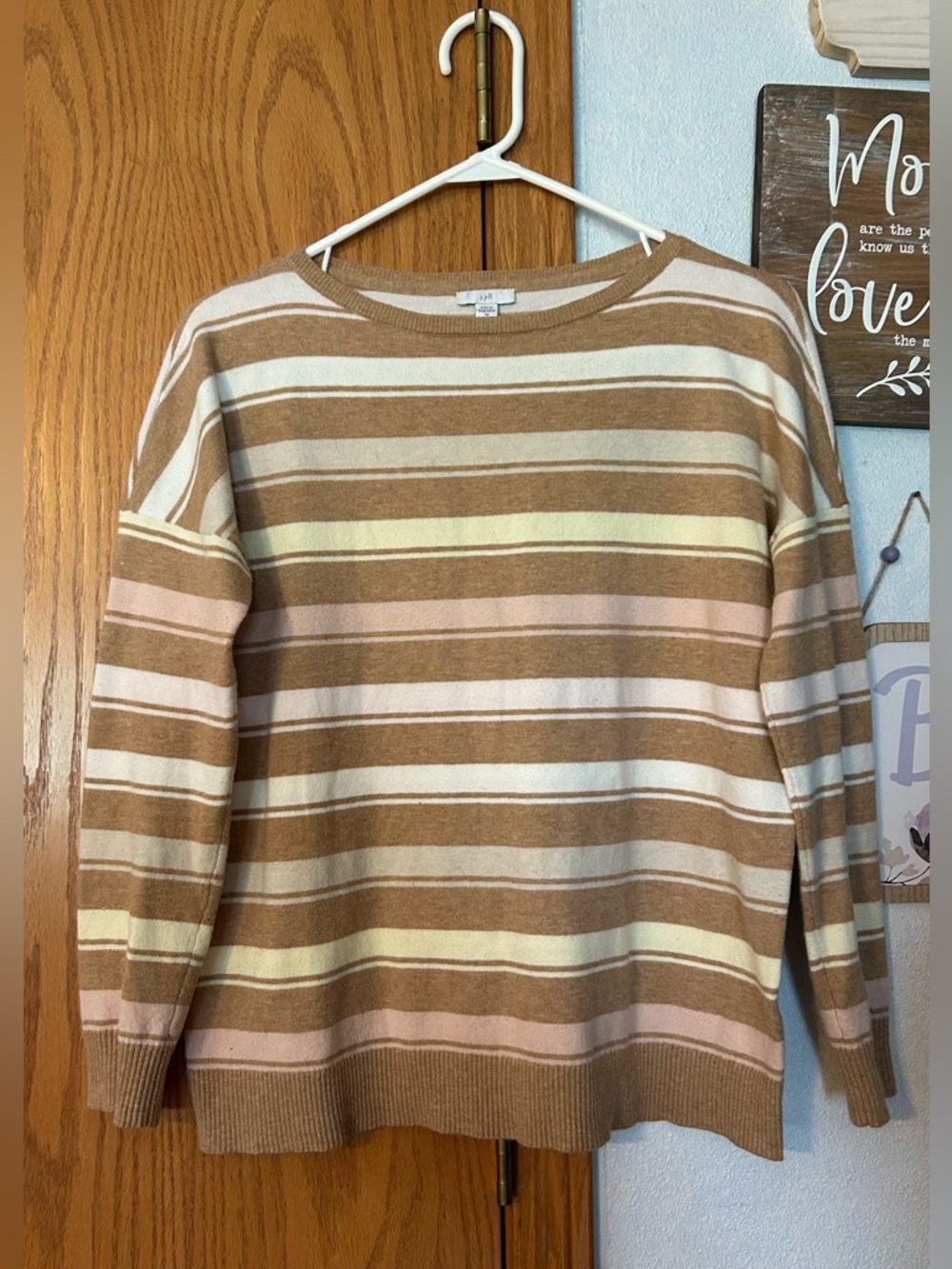 J Jill Oversized Tan Striped Sweater - Size XS